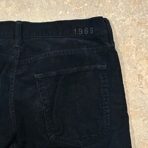 GAP 1969 Jeans Mens 33x32 Black Corduroy Skinny Fit Pant Cotton Button Fly Y2K
